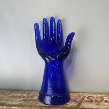 VTG Cobalt Blue Pressed Depression Glass Hand Mid Century ...
