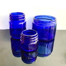Lot of 3 Cobalt Blue Glass Jars: Vintage Noxzema, Vick's ...