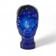 Vintage Blue Glass Head Form // Vintage Hat Display Mannequin Cobalt Blue Face, Wig Millinery Store Vanity Display, Modern Sculpture Glass - Etsy