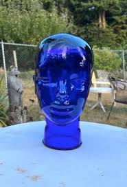Vintage 70s Cobalt Blue Glass Mannequin Head BOHO Display Head Art Piece - Etsy India