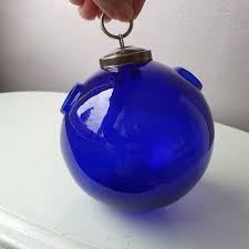 Vintage Cobalt Blue Glass Oil Lamp - Etsy Ireland