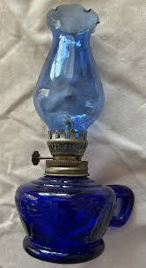 Vintage Cobalt Blue Glass 8” Oil Lamp Made in Hong Kong Oil ...