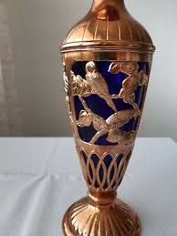 Art Nouveau Jugend caged cobalt glass vase with a lovely parrots pattern | eBay