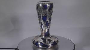 Loetz Circa 1900 Art Nouveau Cobalt Blue Glass With Alvin Sterling Silver Overlay Cabinet Vase - Rare - Etsy