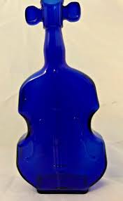 Cobalt Blue 8" Glass Bottle Bud Vase Cello Violin Fiddle ...