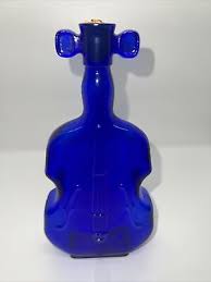 Vintage 8" Cobalt Blue Glass Bottle / Vase Cello Violin Fiddle ...