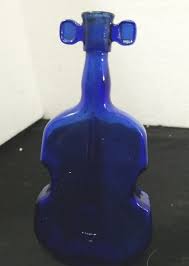 Vintage Cobalt Blue Glass Cello Bottle Fiddle Vase | eBay