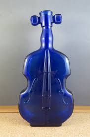 Vintage Cobalt Blue Glass Decanter Cello Violin Figural ...
