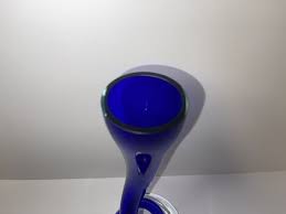 Vintage Handblown Spiral Curved Swirl Glass Vase Cobalt Blue 11.5” Tall Felina? | eBay