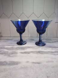 Libbey XL Cobalt Blue Martini Glass, Margarita Set, Swirl ...