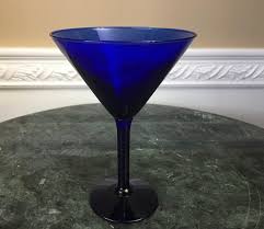 Vintage Cobalt Blue 7" Tall Stemmed Martini Glass - Etsy