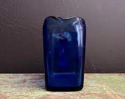 Vintage Small Pitcher Blue Glass Chevron Pattern ...