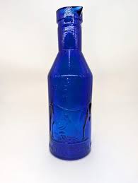 Very Old 11" Cobalt Blue Glass Milk Bottle With Textured ...