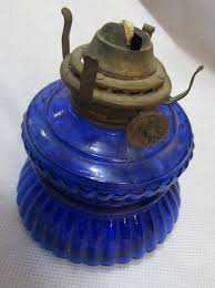 2 Cobalt Blue Nasco Miniature Oil Lamp Base Japan Handy Lamps | eBay Australia