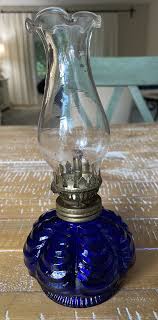 VINTAGE COBALT BLUE Small Oil Lamp | eBay