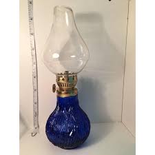 Vintage 8" Cobalt Blue Oil Lamp. For Sale at Ruby Lane