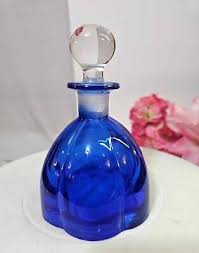 Vtg Cobalt Blue Art Glass Perfume Bottle/ Decanter w Stopper ...