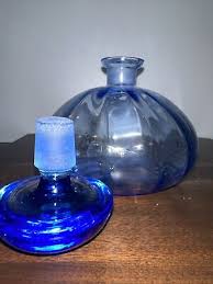 Blue Glass Decanter With Stopper Vintage Round Liquor ...