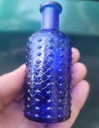 Spectaclar 1890s Miniature Quilted Blue Poison! Antique Dark ...