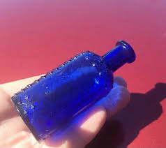 Spectaclar 1890s Miniature Quilted Blue Poison! Antique Dark ...