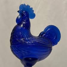 Vintage Cobalt Blue Rooster Candy Dish - Etsy