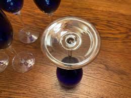 VTG 8 oz Cobalt Blue With Clear Stems 9” tall Hand Blown ...