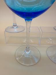 Set of 4 Cobalt Blue Balloon Wine Glasses Clear Stem - Etsy