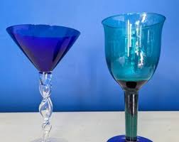 Mid Century Modern Mismatched Glassware Set: Cobalt & Teal ...