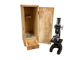 Lot - Vintage Selsi microscope with 6 slides and case.