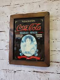 Coca-cola Ideal Brain Tonic Relieve Fatigue Wood Frame Glass ...
