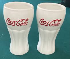 Vintage White Coca Cola Glasses. Set of 2 16 oz Red ...