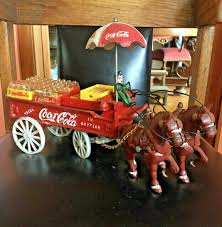 Vintage Coca Cola Cast Iron Horse Drawn Wagon Umbrella Cases ...