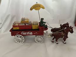 Vintage Cast Iron Coca-Cola Horse Drawn 9" Wagon with ...