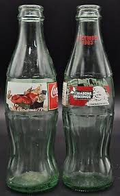 Vintage 1990s Coca-Cola Holiday Green Glass Bottles 8oz Santa Claus Red & White | eBay