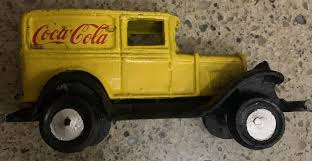 Vintage Cast Iron Yellow Red Coca Cola Delivery Truck Car ...