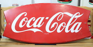 1960s Coca Cola Fishtail Tin Sign By Robertson