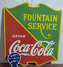 Drink Coca Cola Fountain Service Porcelain Enamel Sign 26 x ...