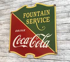 Rare Vintage Coca-cola Porcelain Sign: Fountain Service ...
