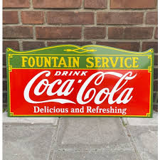 Coca-Cola Fountain Service Enamel Sign 70x33.5 cm | Vintage ...