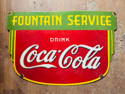 Rare Fountain Service Coca Cola 36x24 Inches Vintage Enamel ...