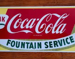 Vintage Coca-cola Fountain Service Enamel or Porcelain Sign ...