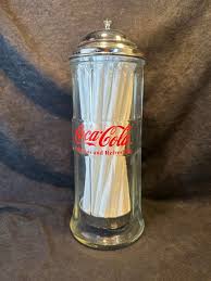 Tablecraft Coca-Cola Glass Straw Dispenser with Metal Lid | eBay