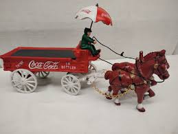 Vintage Cast Iron Coca-Cola Horse Drawn 9" Wagon with ...