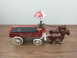 Coca Cola Vintage Cast Iron Horse Drawn Wagon Advertising ...