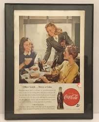 Coca-Cola 1947 FRAMED Original Magazine ad LADIES OFFICE LUNCH | eBay