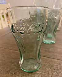 Vintage Coca-cola Collectible Set: Green Juice Glasses & Melted Bottle Spoon Rest - Etsy