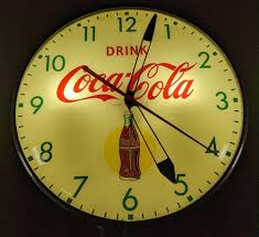 Sold at Auction: PAM CLOCK DRINK COCA COLA YELLOW DOT
