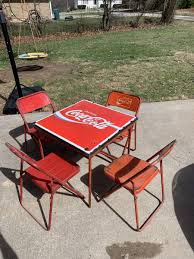 Vintage 1950's Coca Cola Metal W/Porcelain Top Folding Table ...