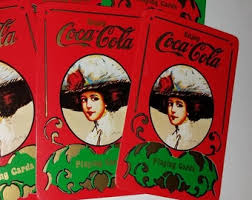 8 Coca Cola Christmas Playing Cards Victorian Lady Gibson ...