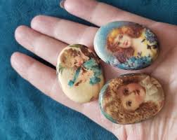 3 broches laminados vintage hechos a mano damas victorianas ...